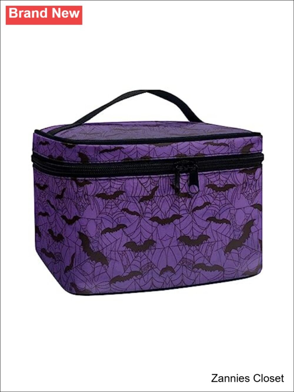 👻 Gothic Spider Web Print Makeup Bag Travel Cosmetic Bag with Zipper and